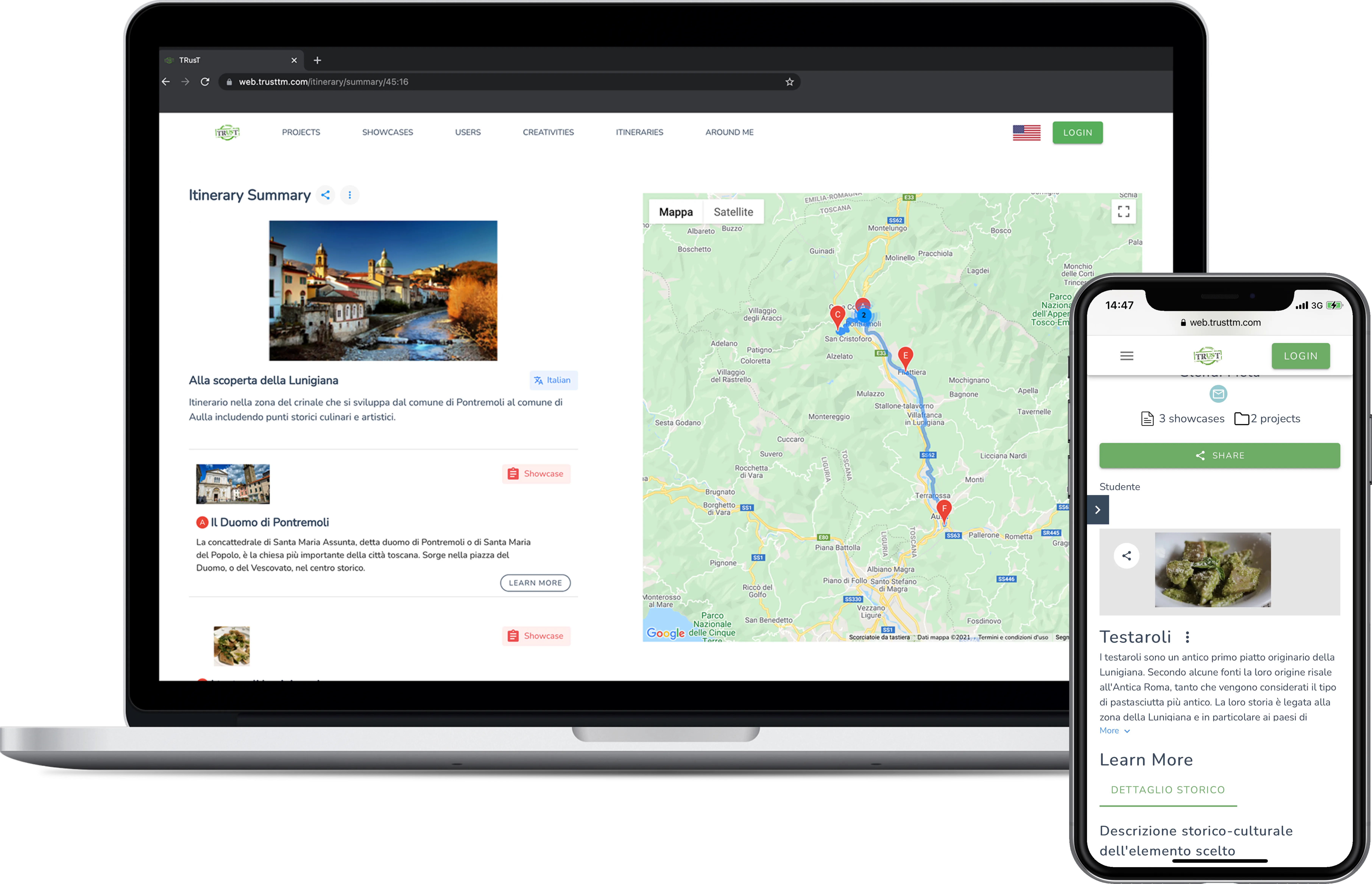 Schermata desktop e mobile Hackathon Crinale